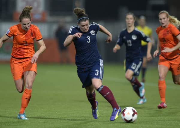 Emma Mitchell tries to set up an attack on a night when little went Scotlands way. Picture: Lorraine Hill