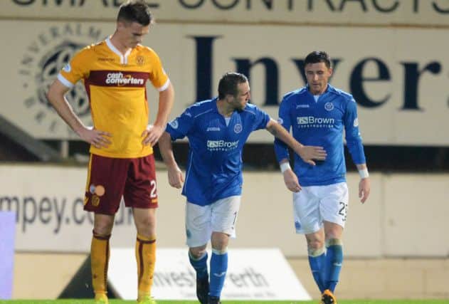 Ex-Motherwell striker James McFadden hails Michael O'Halloran after he scored the winner. Picture: SNS