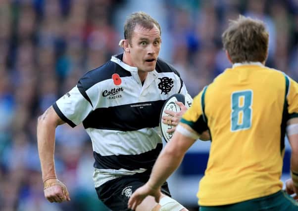 Alastair Kellock of The Barbarians is faced by Ben McCalman of Australia. Picture: Getty