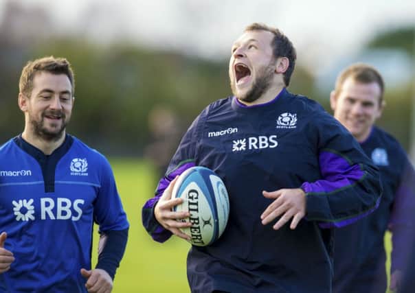 Ryan Grant was in high spirits at training yesterday after being called into the Scotland squad. Picture: SNS