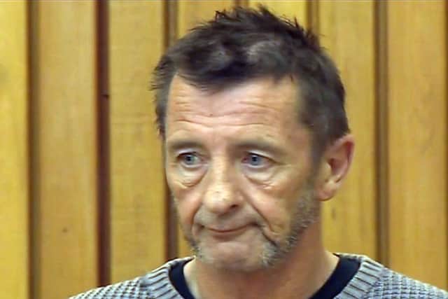 AC/DC drummer Phil Rudd made a brief appearance at the Tauranga District Court in New Zealand and was charged with attempting to procure murder. Picture: Getty