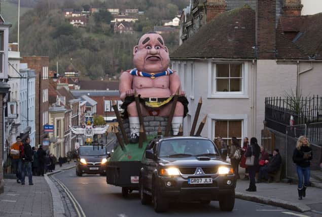 One of the two Alex Salmond effigies in Lewes for bonfire night. Picture: Getty