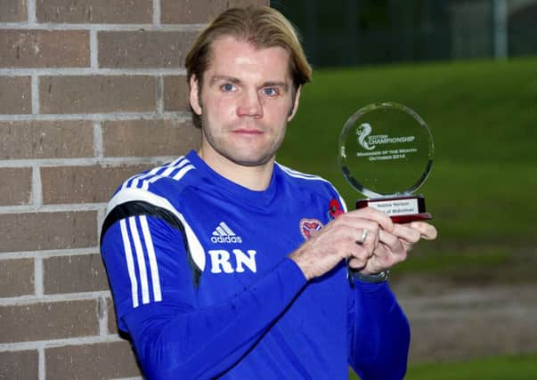 Hearts Head Coach Robbie Neilson receives the SPFL Championship Manager of the Month Award for October. Picture: SNS