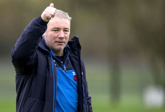 Rangers manager Ally McCoist gives the thumbs up during training. Picture: SNS