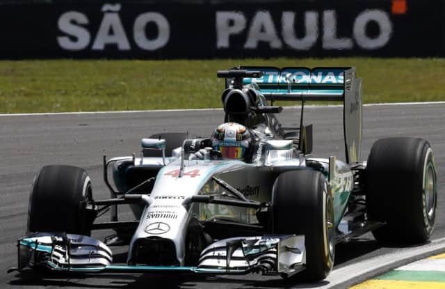 Lewis Hamilton drives during the second practice session for the Brazilian Grand Prix. Picture: Reuters