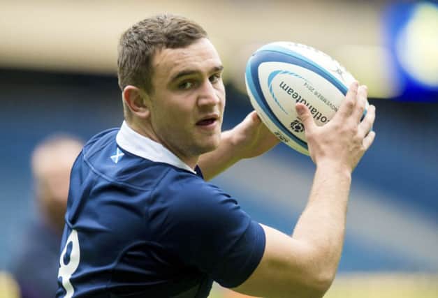 Scotland's Adam Ashe in action during their Captain's Run. Picture: SNS