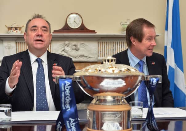 Alex Salmond and European Tour chief executive George OGrady confirm the future of the Scottish Open. Picture: Getty