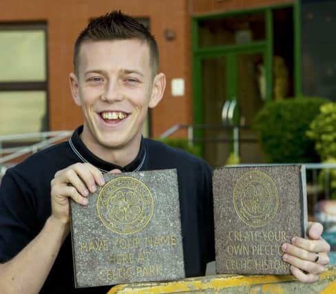 Celtic's Callum McGregor is on hand to launch the club's new paving stones Christmas offer. Picture: SNS