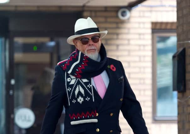Gary Glitter leaves Southwark Crown Court after denying historic sex offences. Picture: Getty