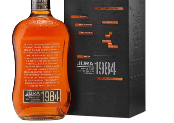 Jura distillery has released a small batch of its malt, casked in 1984 and bottled 30 years later, to create a limited edition malt in honour of Orwells work - the 1984 vintage. Picture: Jura