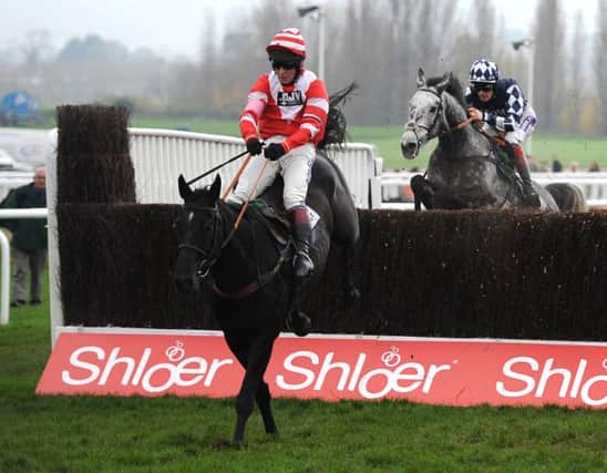 Dunraven Stormjumps the last to win The Racing Post Arkle Trophy Trial Novices Chase at Cheltenham. Picture: PA