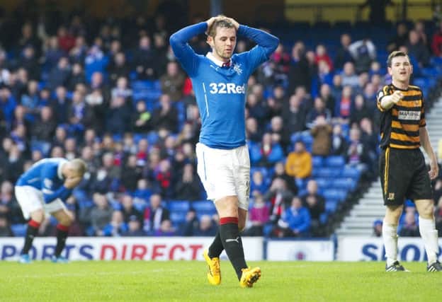 David Templeton shows his dejection at the final whistle as Rangers drop two points. Picture: SNS