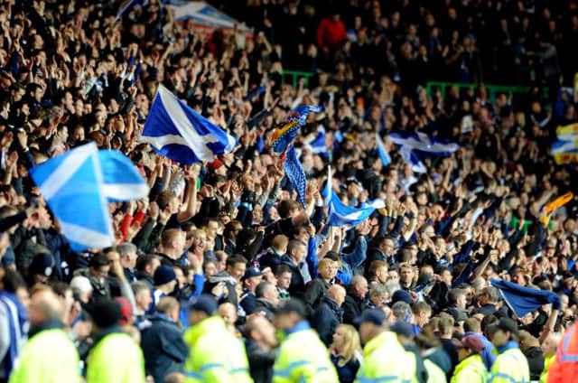 Scotland fans at Celtic Park for Scotland's game against Republic of Ireland. Picture: JP