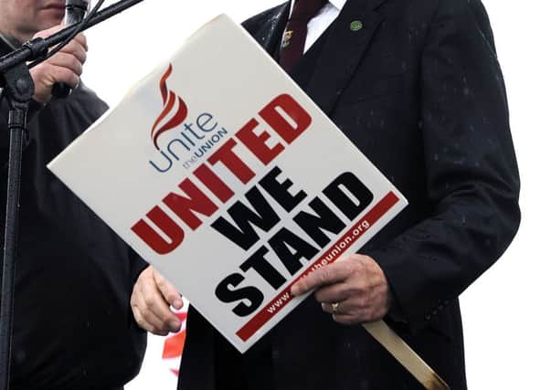 Members of the Unite union at the Defence Support Group (DSG) will walk out today in protest at an offer of a 1% increase.  Picture Michael Gillen.