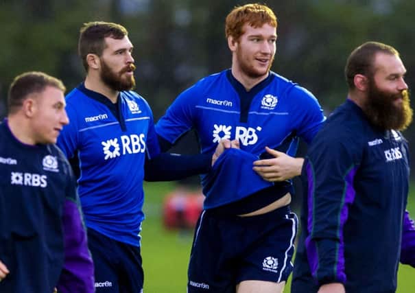 Sean Lamont, at training yesterday, says that Scotland have to back up their early form under Cotter. Picture: SNS