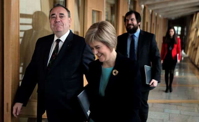 Alex Salmond pictured after leaving his final FMQs. Picture: HeMedia