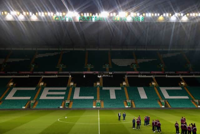 The England squad look around Celtic Park ahead of their game against Scotland. Picture: Getty