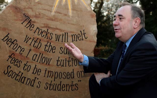 Alex Salmond unveils a commemorative stone at Heriot-Watt University. Picture: Hemedia