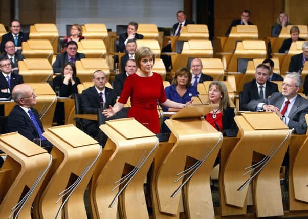 Nicola Sturgeon MSP addresses parliament yesterday. Picture: Andrew Cowan