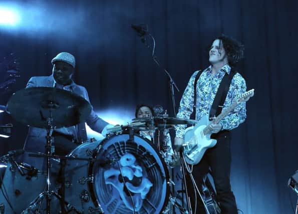 Jack White and the band were bathed in baby blue and black lighting. Picture: Getty