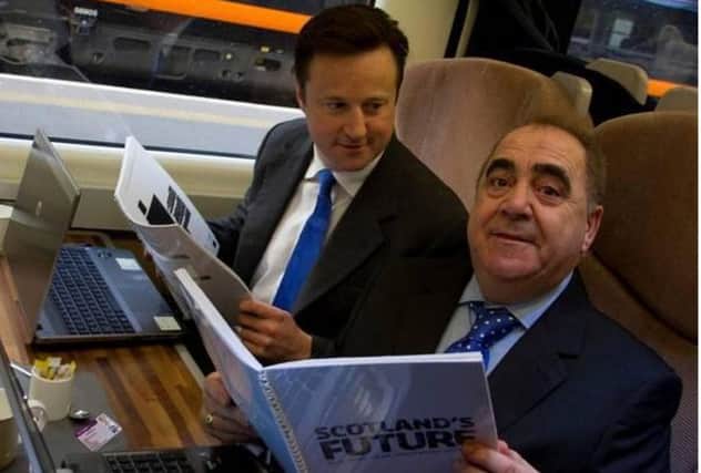 John MacLeod, right, pictured with a David Cameron lookalike. Picture: Submitted