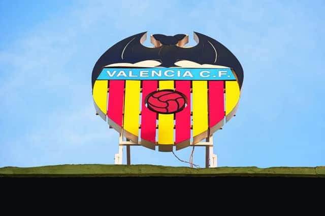 Valencia's logo at the Mestalla stadium, complete with bat. Picture: Getty