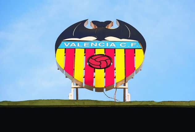 Valencia's logo at the Mestalla stadium, complete with bat. Picture: Getty