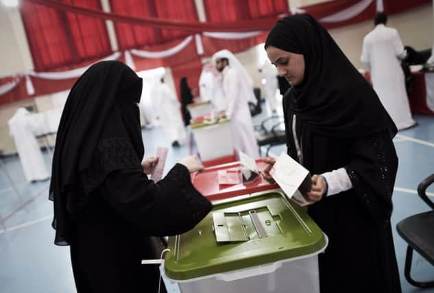 Bahraini Sunni women in Riffa vote in the first elections since 2010. Picture: Getty