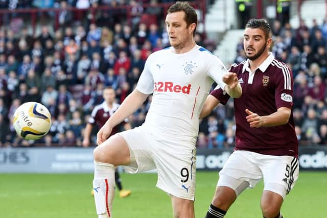 Jon Daly holds off Alim Ozturk during the Championship clash. Picture: SNS