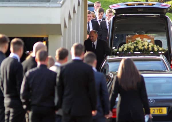 The funeral of Nathan McSeveney at Masonhill Crematorium near Cumnock, Ayrshire. Picture: Hemedia