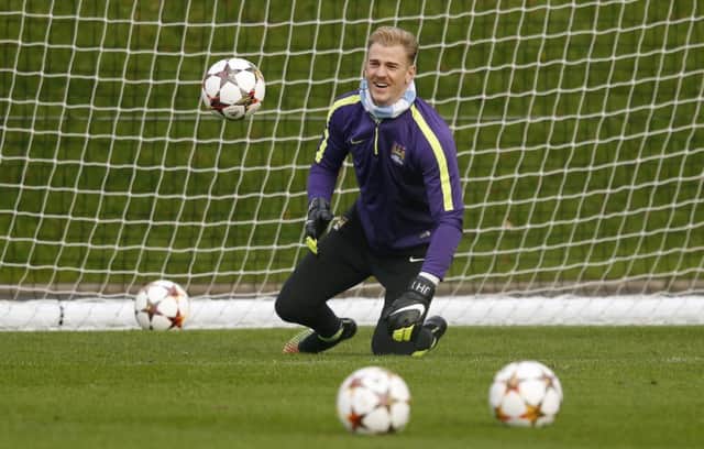 Manchester City goalkeeper Joe Hart prepares for tonights clash with Bayern Munich. Picture: Reuters