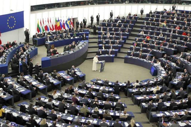 Pope Francis delivers his speech at the European Parliament in Strasbourg. Picture: Reuters