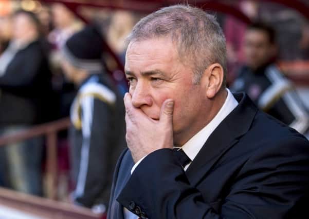 Rangers manager Ally McCoist surveys the damage against Hearts. Picture: SNS