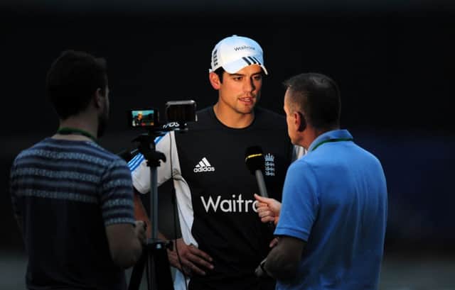 England captain Alastair Cook is interviewed ahead of todays one-day international. Picture: AFP/Getty