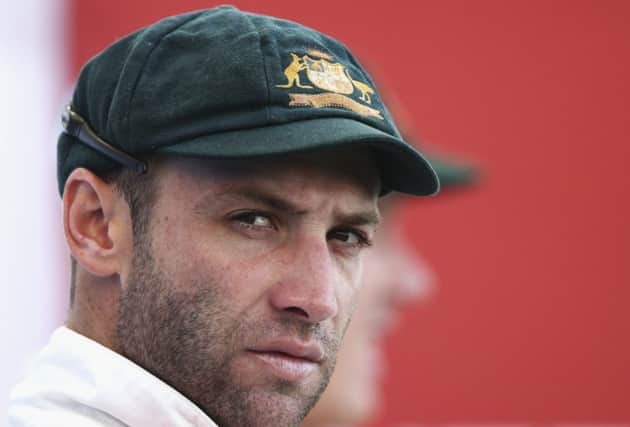 Phil Hughes: Struck on the head. Picture: Getty