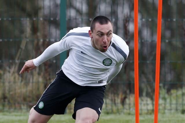 Celtic's Scott Brown during a training session at Lennoxtown Training Centre, near Glasgow. Picture: PA
