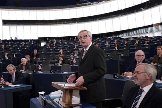 Jean-Claude Juncker speaks at the European Parliament in Strasbourg. Picture: Getty