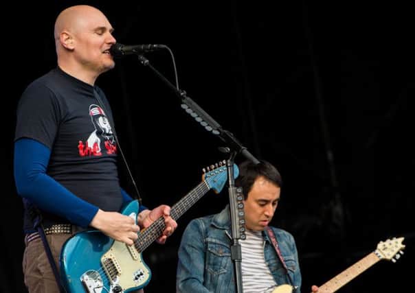 Billy Corgan and Jeff Schroeder of the Smashing Pumpkins perform. Picture: Getty