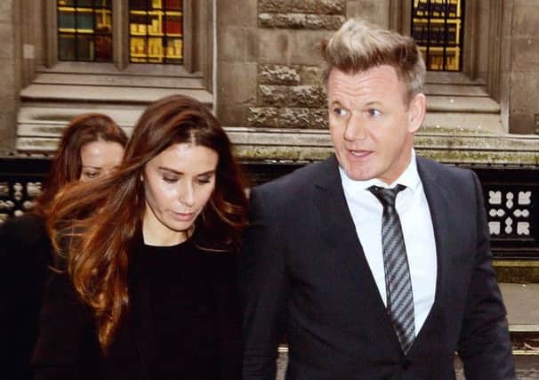 Gordon Ramsay and his wife Tana arrive at the High Court in London yesterday. Picture: PA