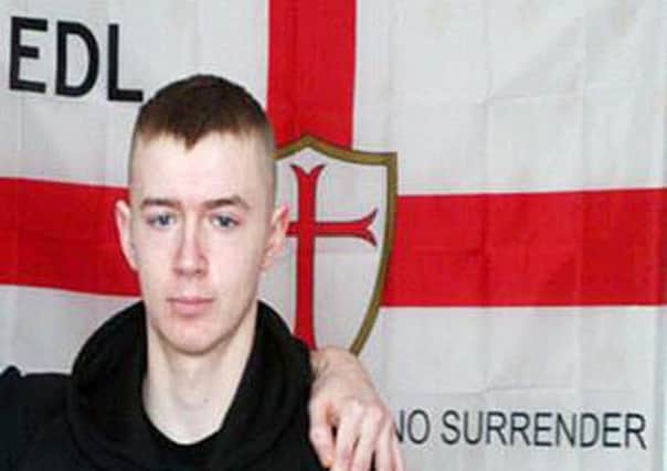 Ryan McGee showing his support for the EDL. Picture: PA
