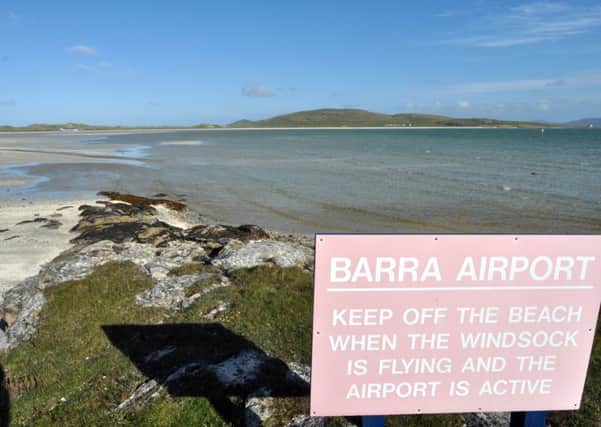 Barra Airport's baggage reclaim area is being destroyed by winds of up to 120mph. Picture: Rod Huckbody