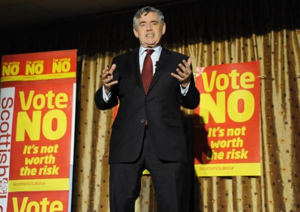 Gordon Brown speaks at a Miners Welfare Club in Edinburgh in the run up to the Scottish Independence Referendum. Picture: TSPL