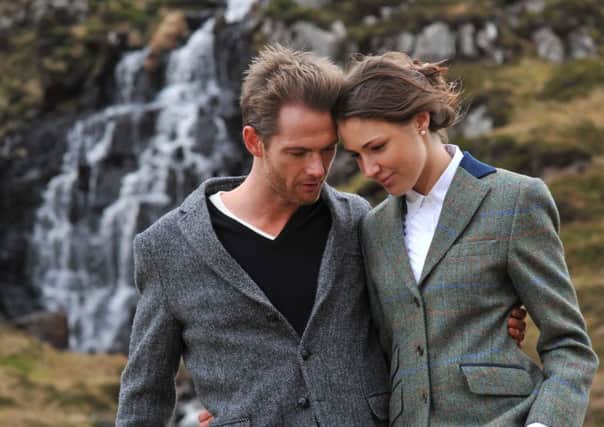 Models wear Harris Tweed. The Hebridean firm and Johnnie Walker Black Label have created a whisky-flavoured fabric. Picture: Robert Perry