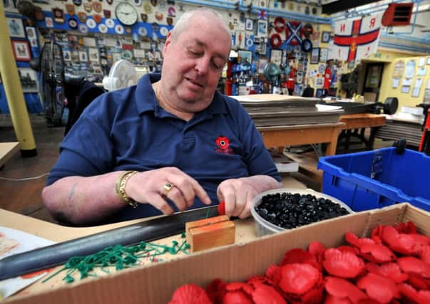 The Lady Haigs Poppy Factory in Edinburgh, where veterans with disabilities hand-assemble Scotlands poppies and wreaths. Picture: TSPL