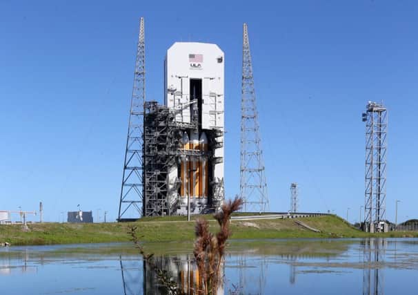 Nasa spaceship Orion sits on its launch pad at Cape Canaveral as it is prepared for blast off. Picture: Getty