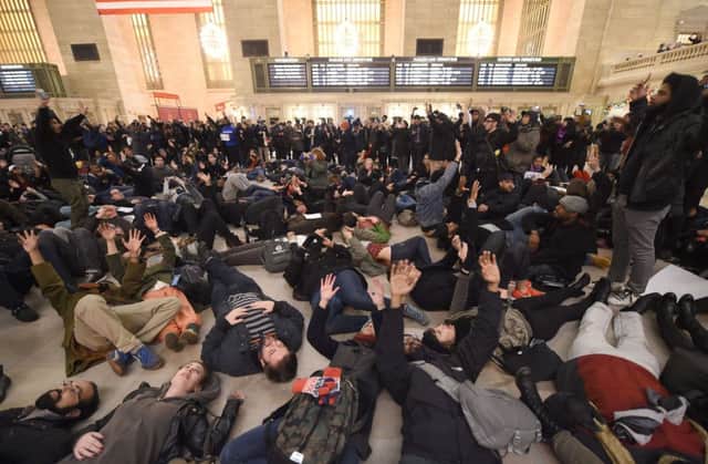 Demonstrators take part in a liein at New Yorks Grand Central Station. Picture: Getty Images