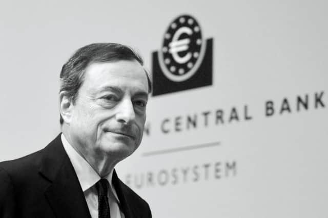 Mario Draghi during his press conference following the monthly ECB board meeting. Picture: Getty