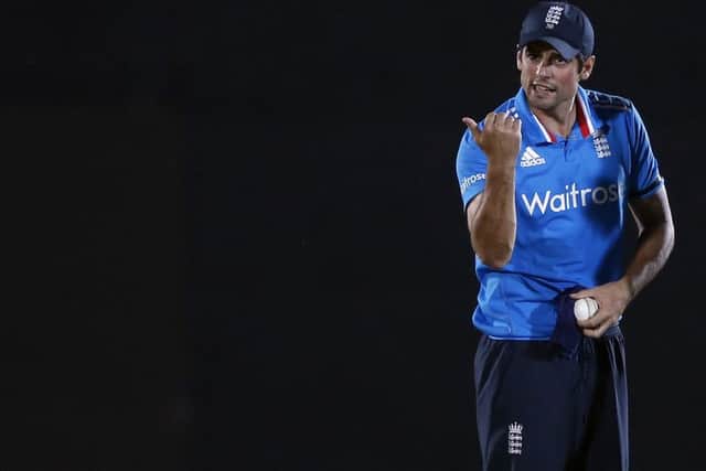 England captain Alastair Cook directs the field during the floodlit third ODI. Picture: Dinuka Liyanawatte/Reuters