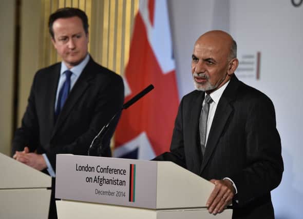 Afghan president Ashraf Ghani and David Cameron yesterday. Picture: Getty