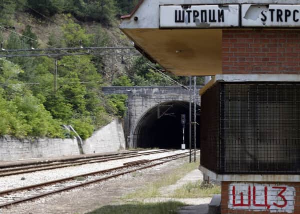 The quiet railway station at Strpci, where 19 men were taken off a train and murdered by a Bosnian Serb death squad.  Picture: AP